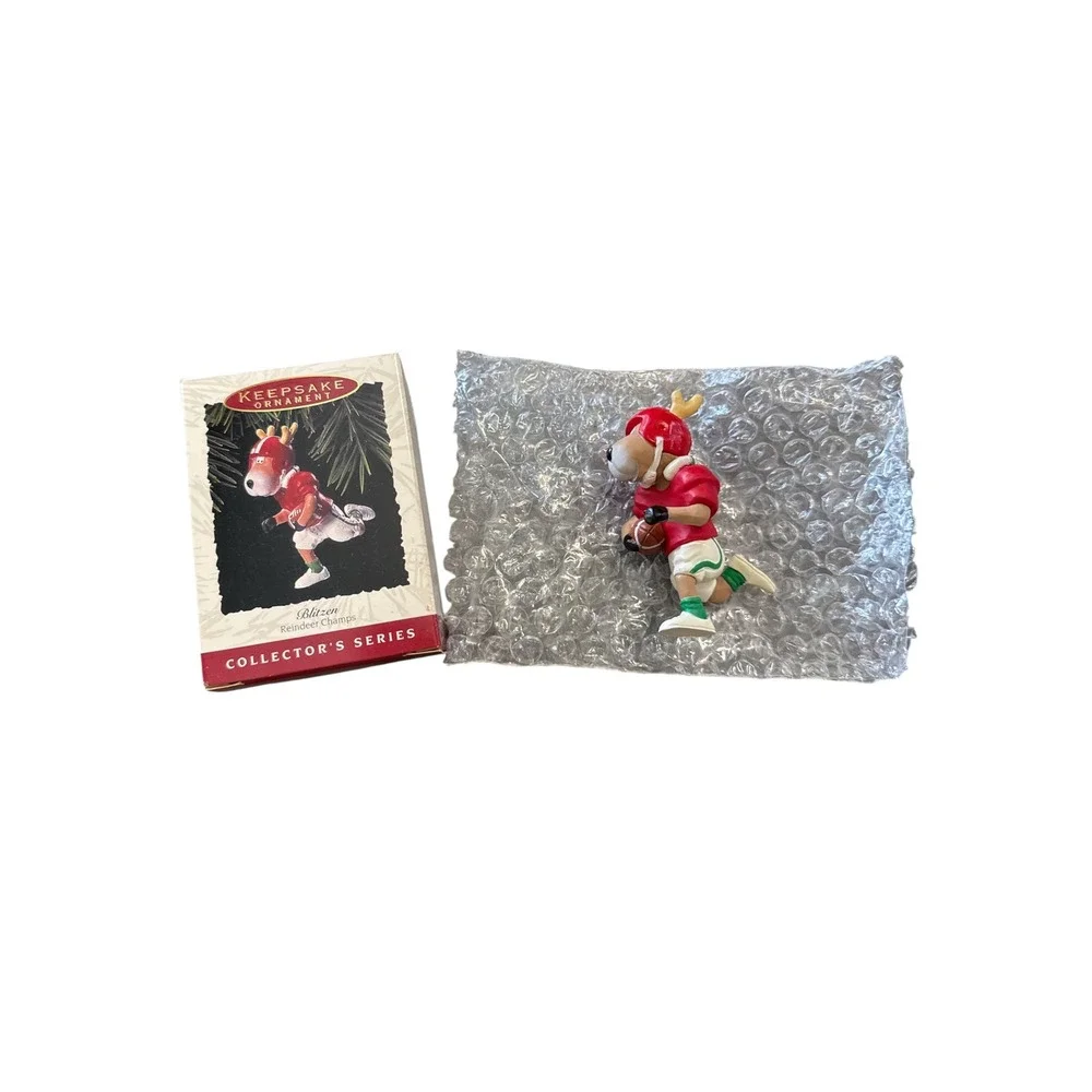 Hallmark Keepsake 1993 Blitzen Reindeer Champs Football Ornament QX4331 Vintage